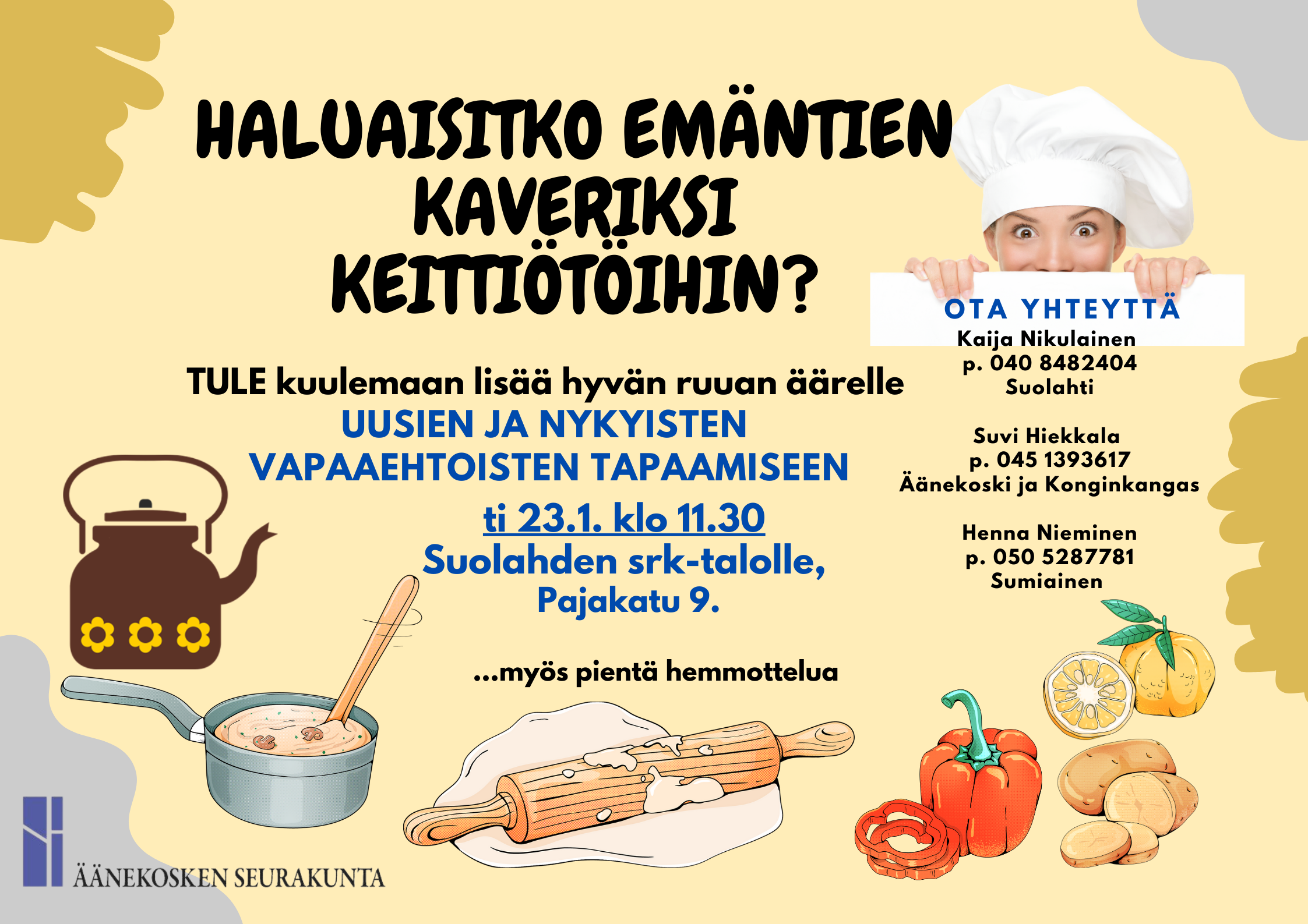 Emäntävapaaehtoisten tapaaminen mainos