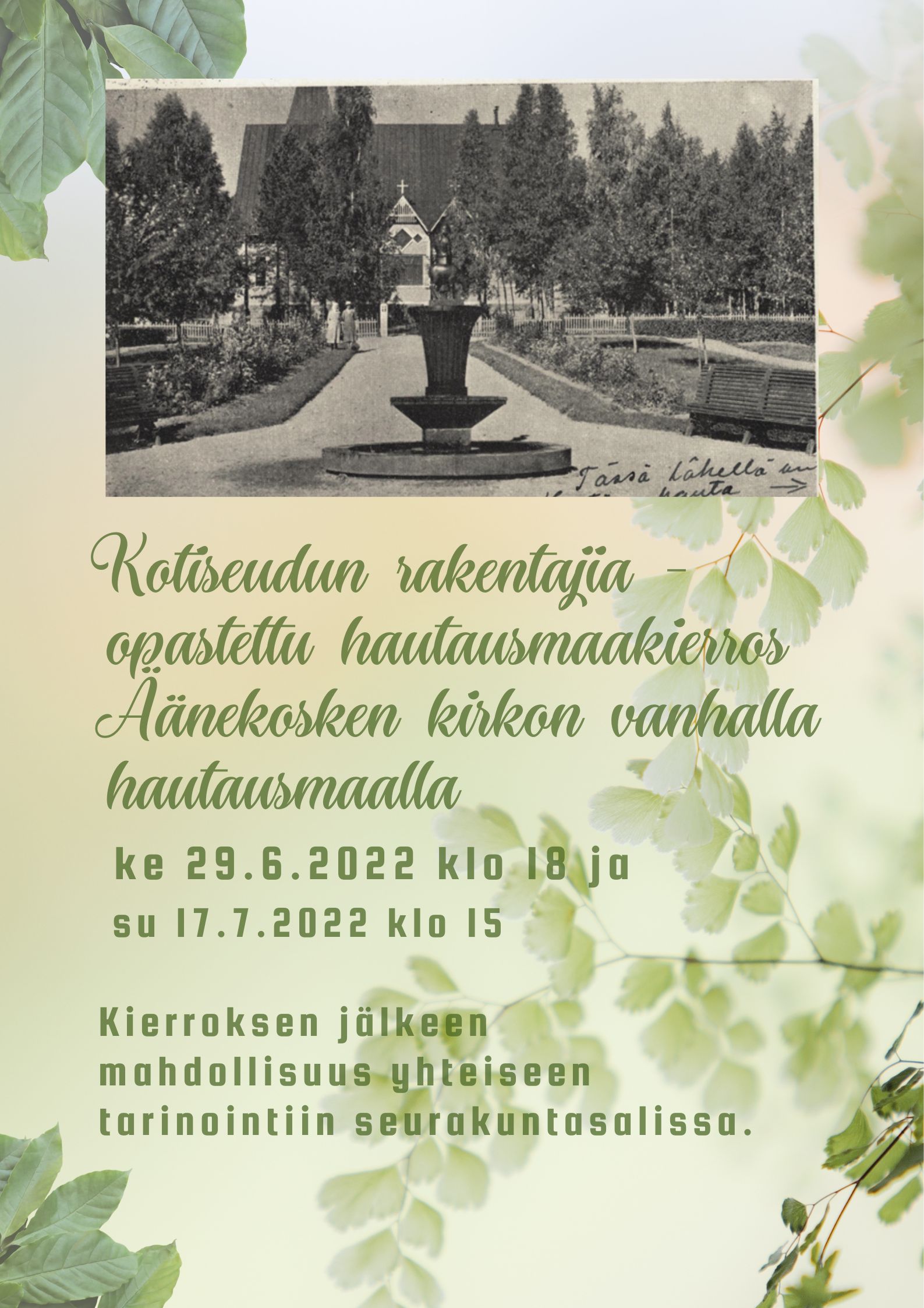 Hautausmaakierros Äänekosken kirkon vanhalla hautausmaalla