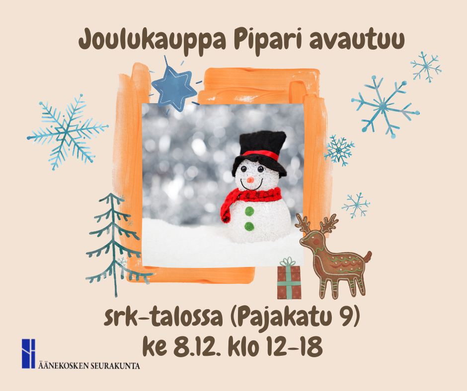 Joulukauppa Pipari srk-talossa ke 8.12. klo 12-18.