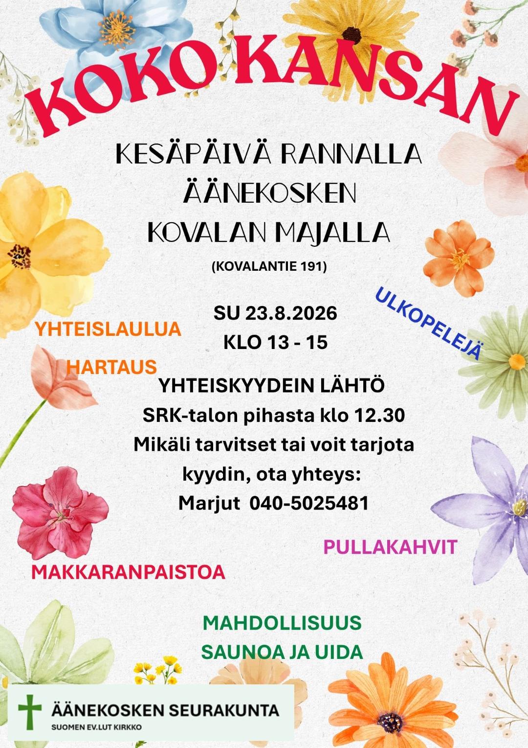 Kesäpäivä rannalla su 23.8. klo 13-15
